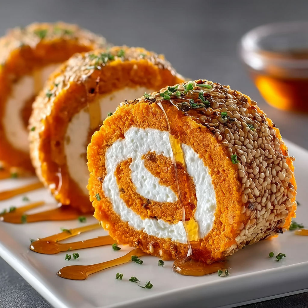 A plate of food with a sauce drizzled over it.