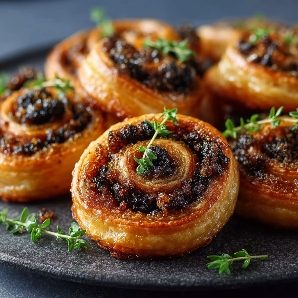 A plate of pastries with black toppings.