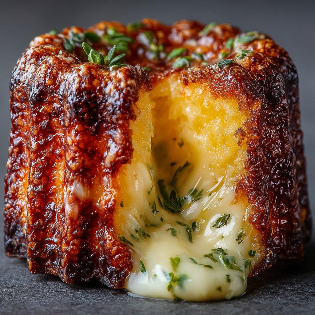 A close up of a cheese filled pastry.