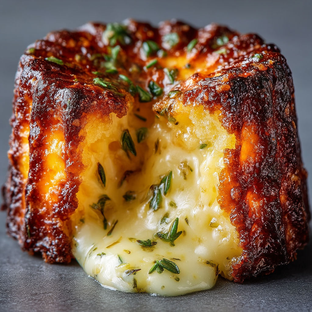 A piece of food with cheese and herbs.