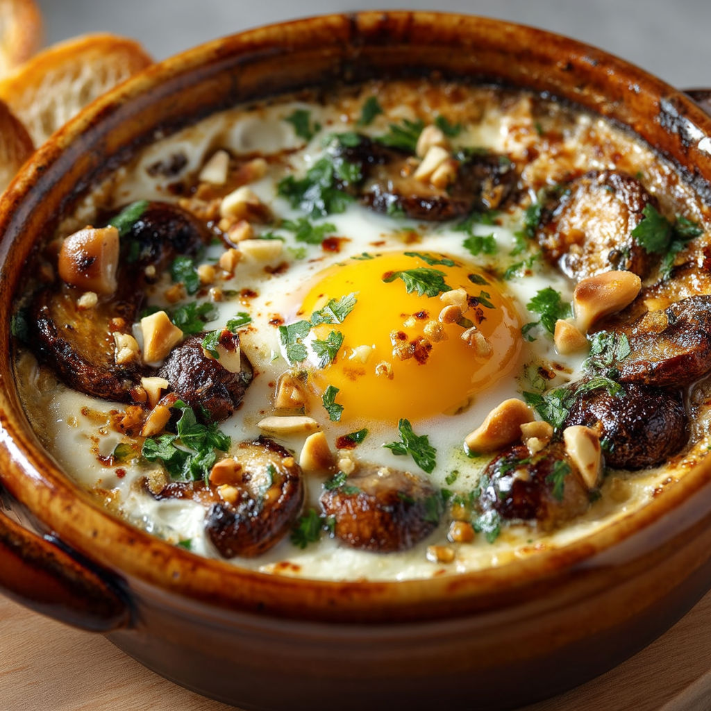 A bowl of food with a fried egg in it.