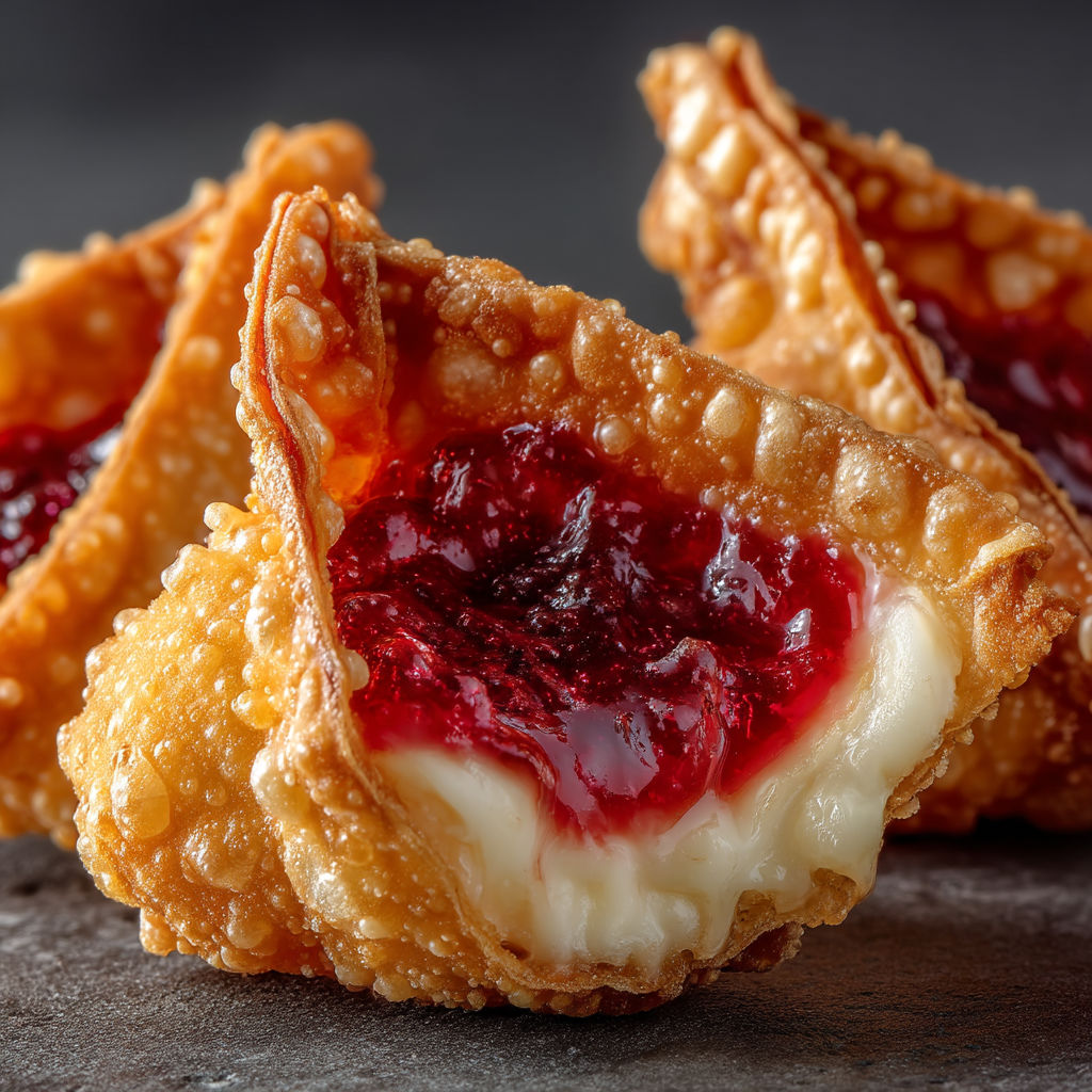 A pastry with jelly and cheese.