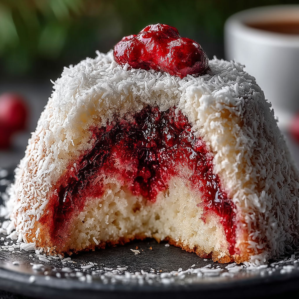 A slice of a cake with a berry on top.