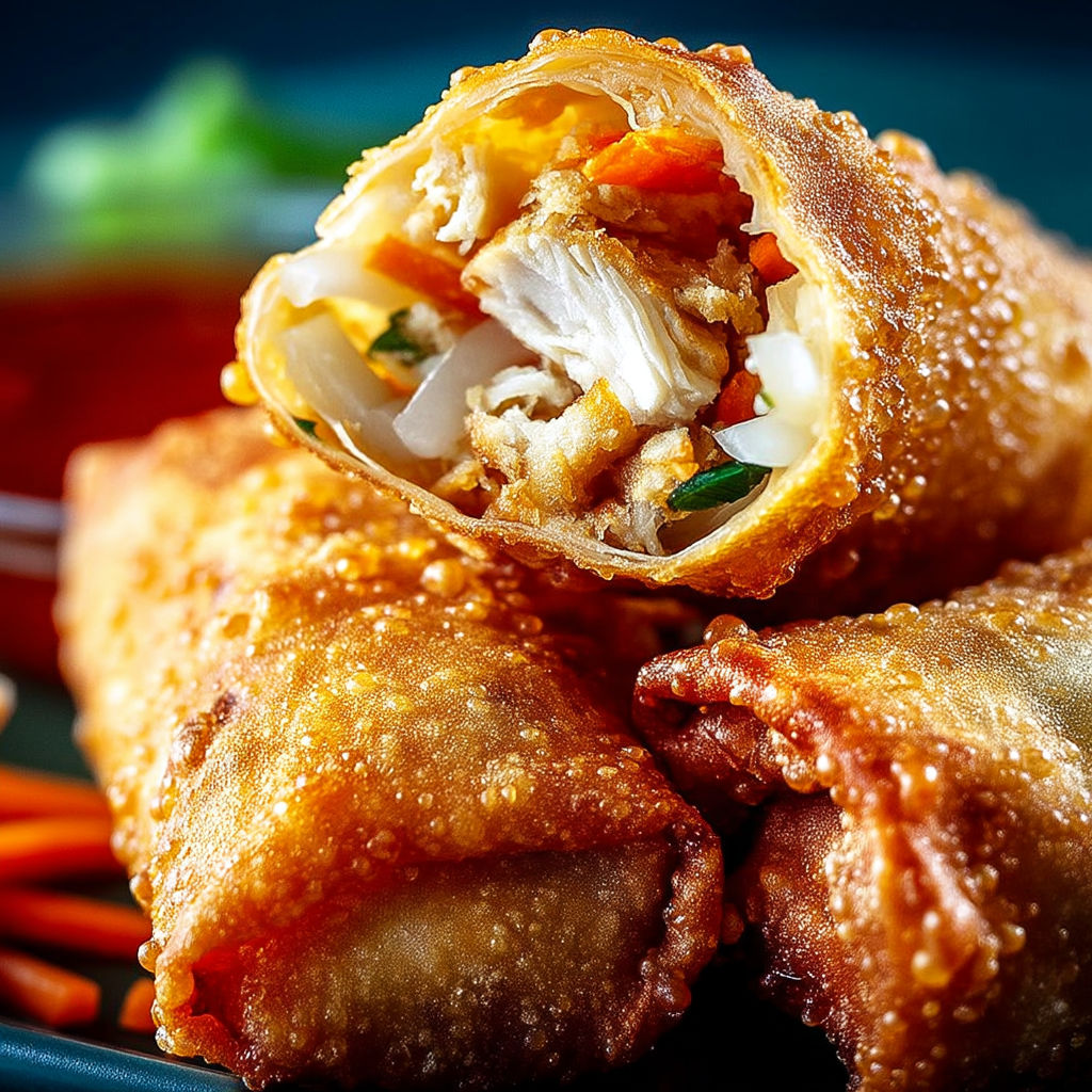 A plate of food with a spring roll and a carrot stick.