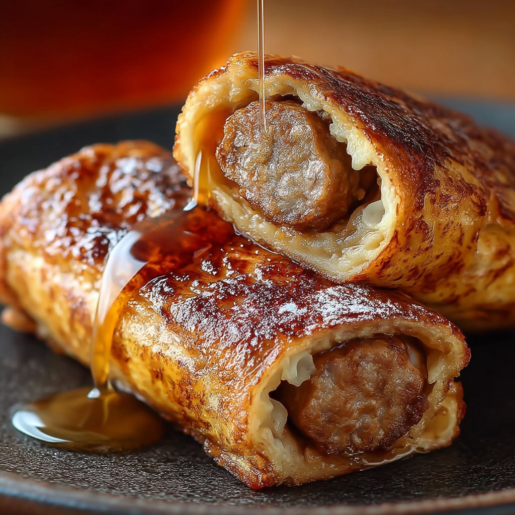 A plate of food with a sauce drizzled over it.