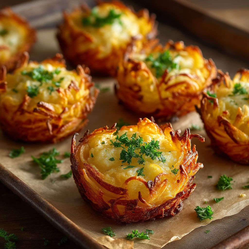 A plate of crispy potato nests.