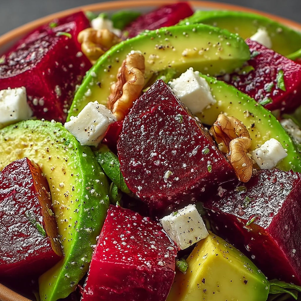 A bowl of food with avocado, nuts, and beans.