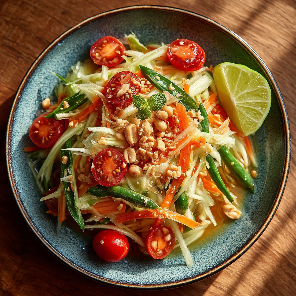 A plate of salade de papaye verte.