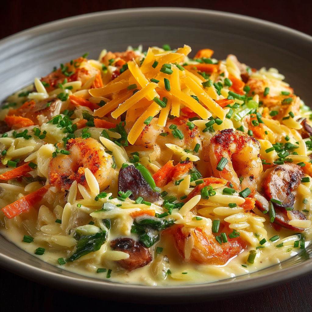 A bowl of shrimp and cheese.