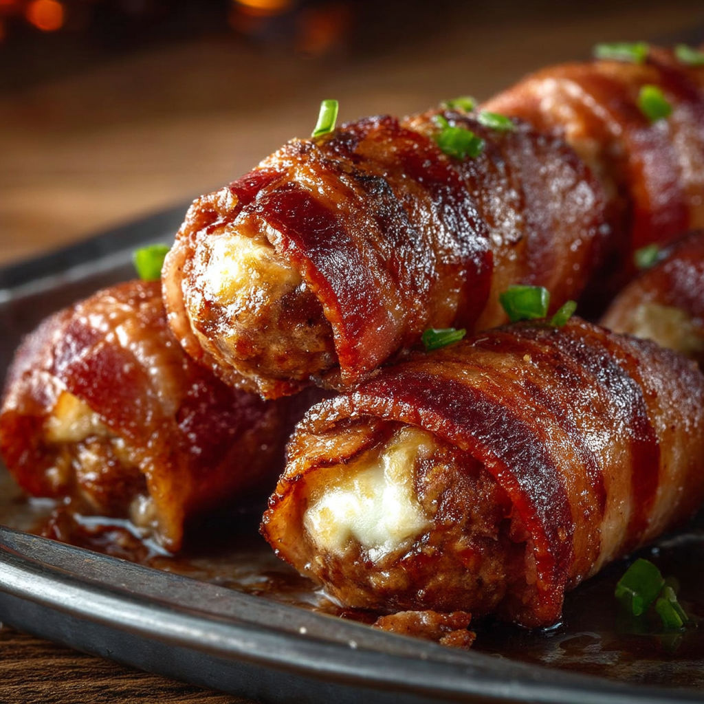 Bacon wrapped coquilles de manicotti.