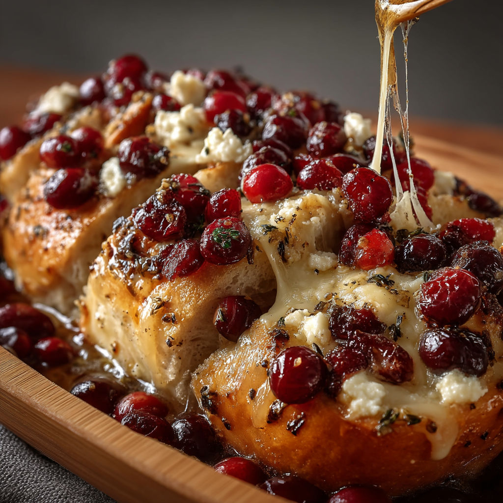 A slice of bread with cheese and red berries on top.