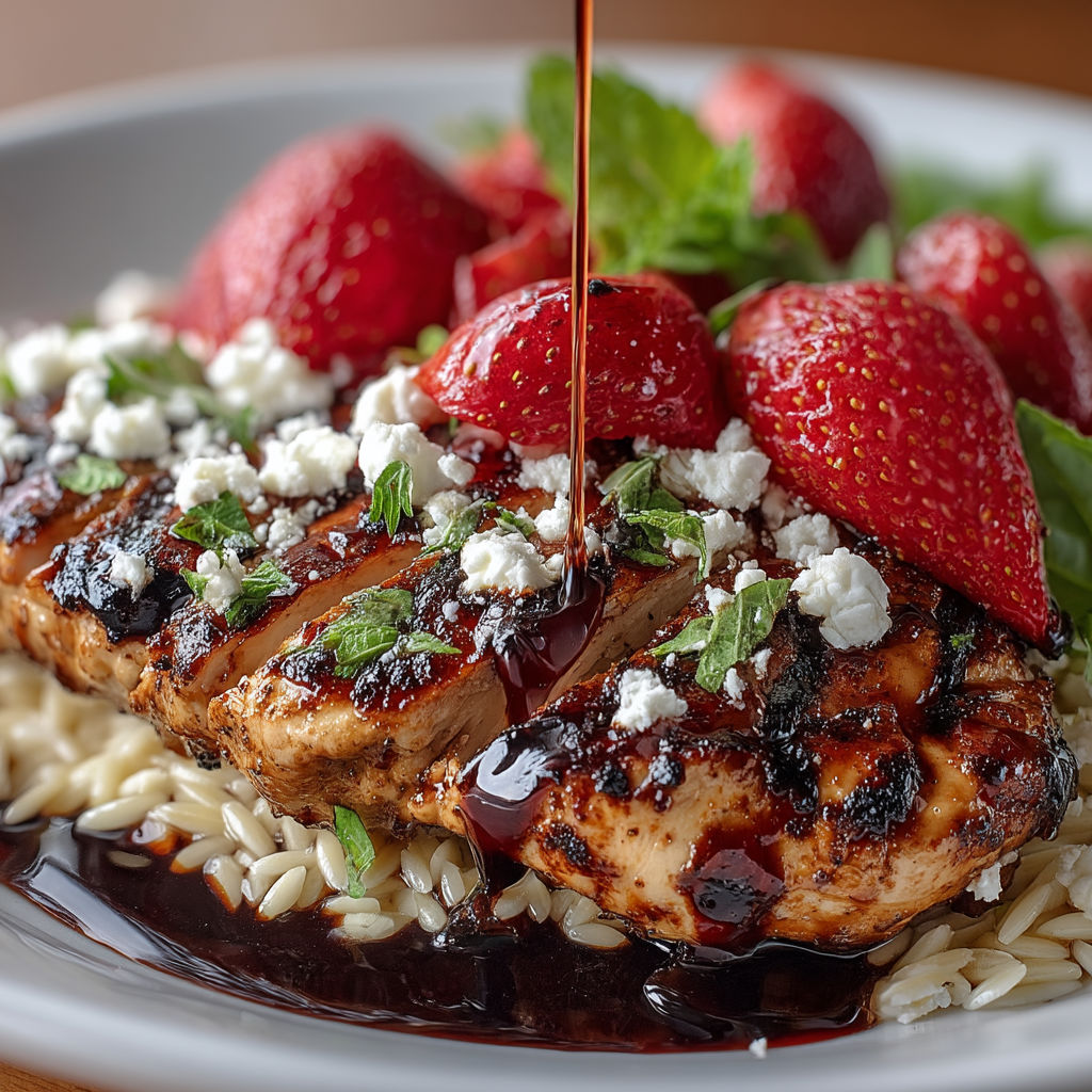 A plate of food with rice, strawberries, and blue cheese.