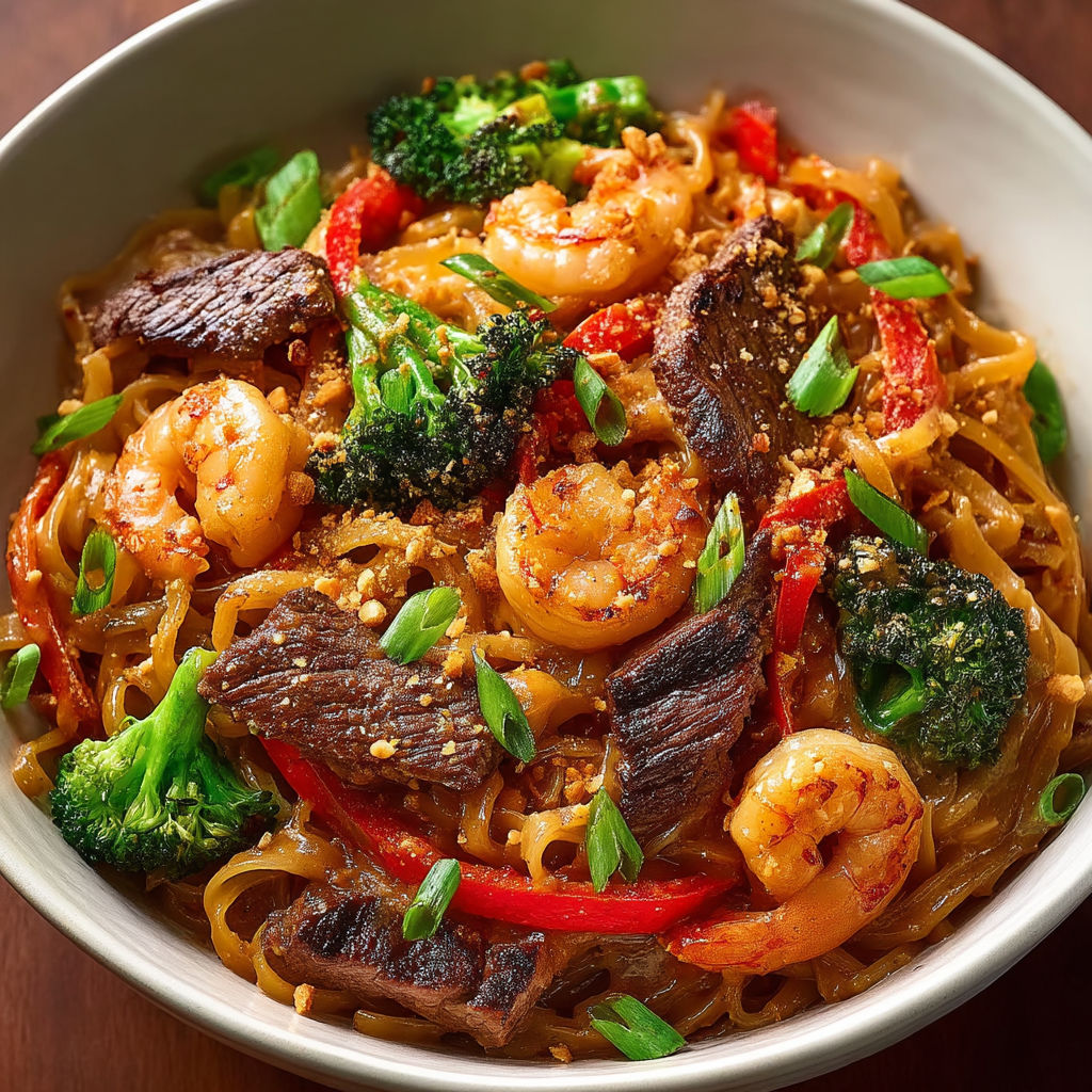 A bowl of shrimp and broccoli.