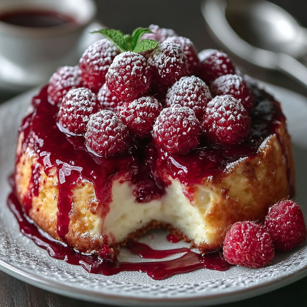 A slice of Indulgent Fondant Framboise Ricotta cake.