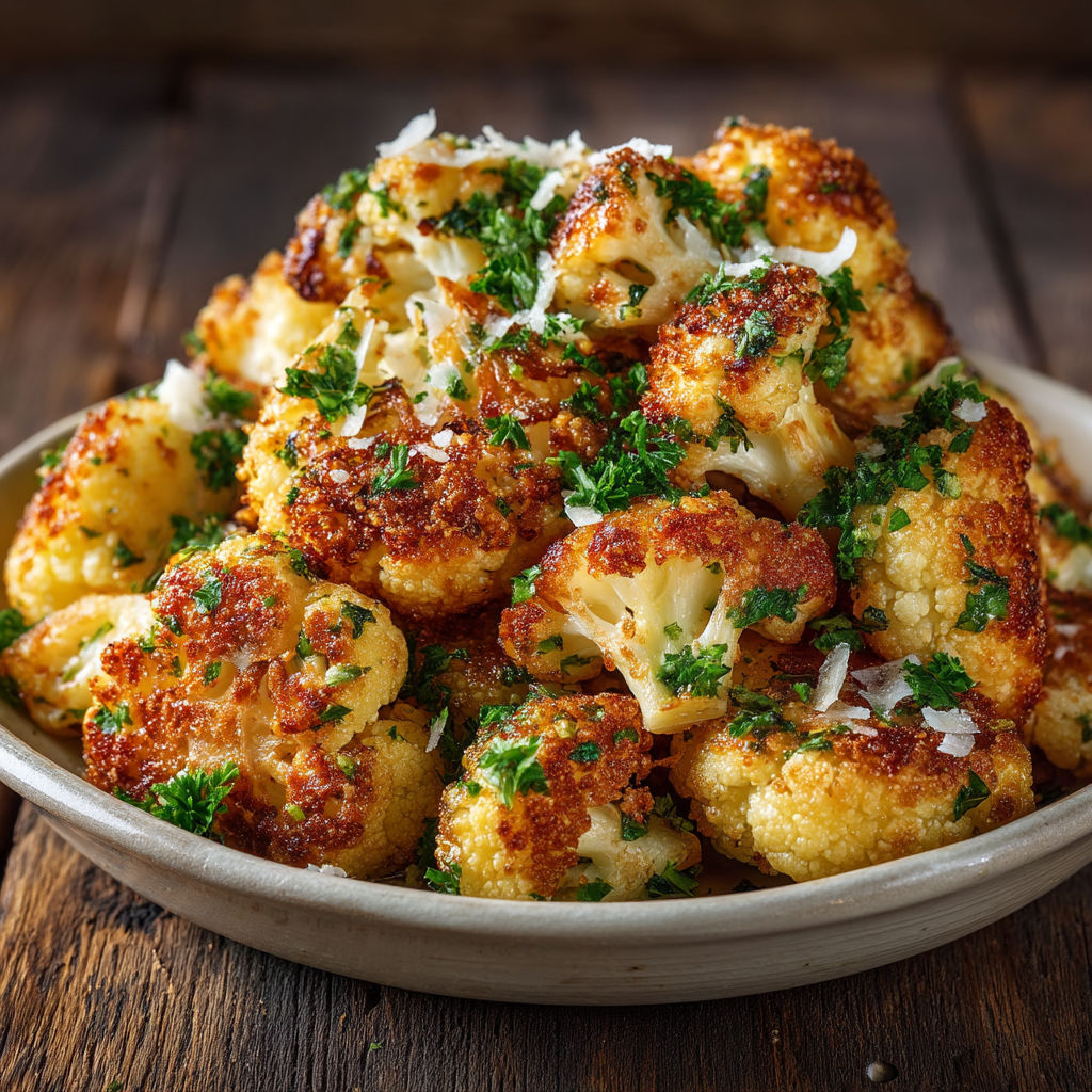 A bowl of cooked cauliflower with Parmesan cheese.