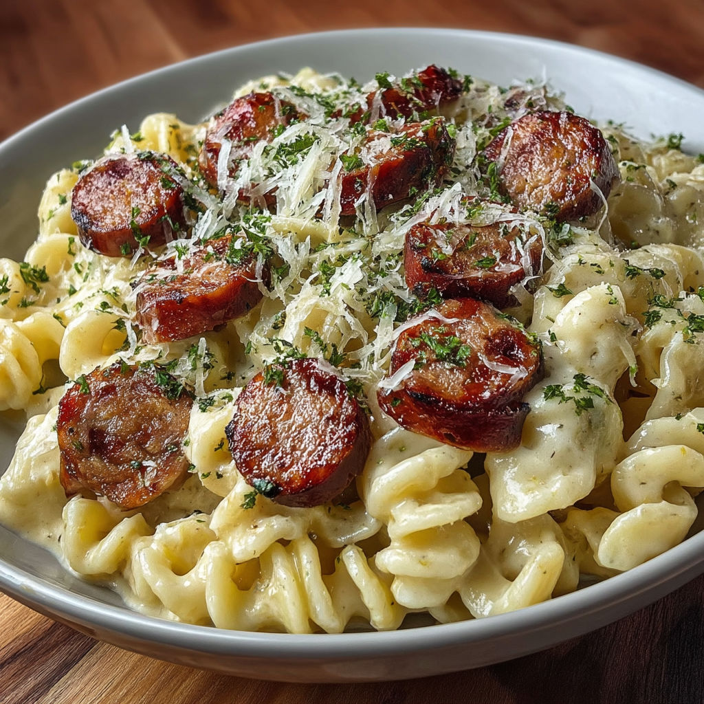 A bowl of pasta with meat and cheese.