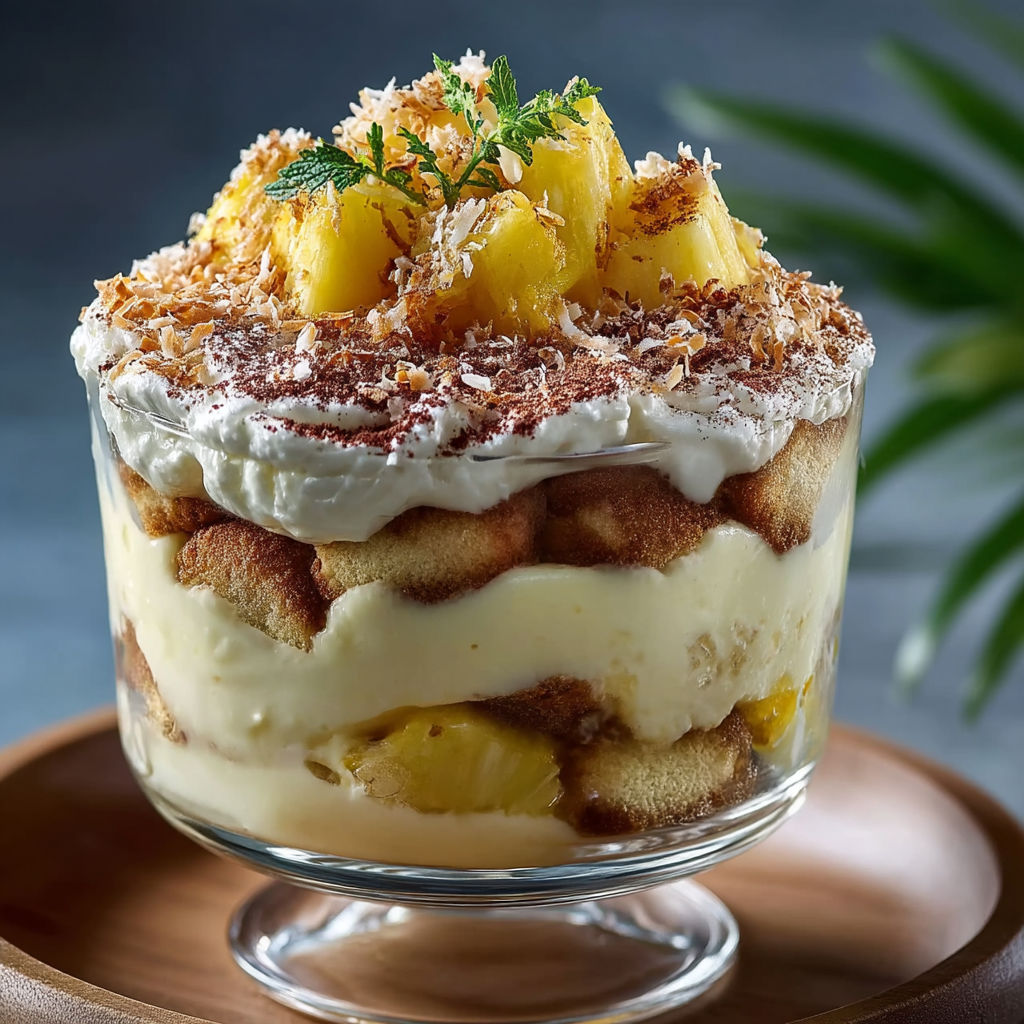 A dessert with pineapple and coconut.