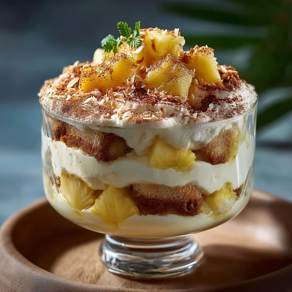 A dessert with a pineapple on top.