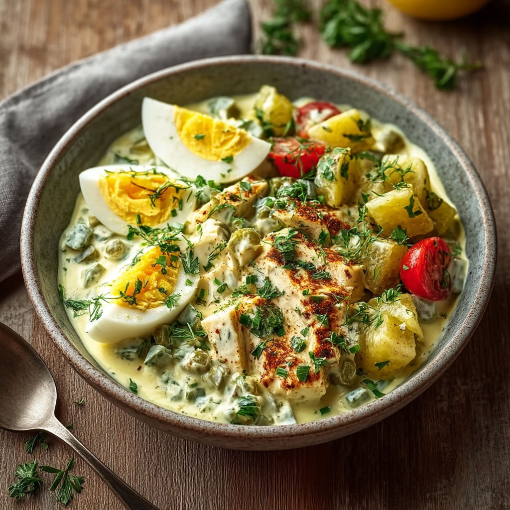A bowl of food with a spoon in it.
