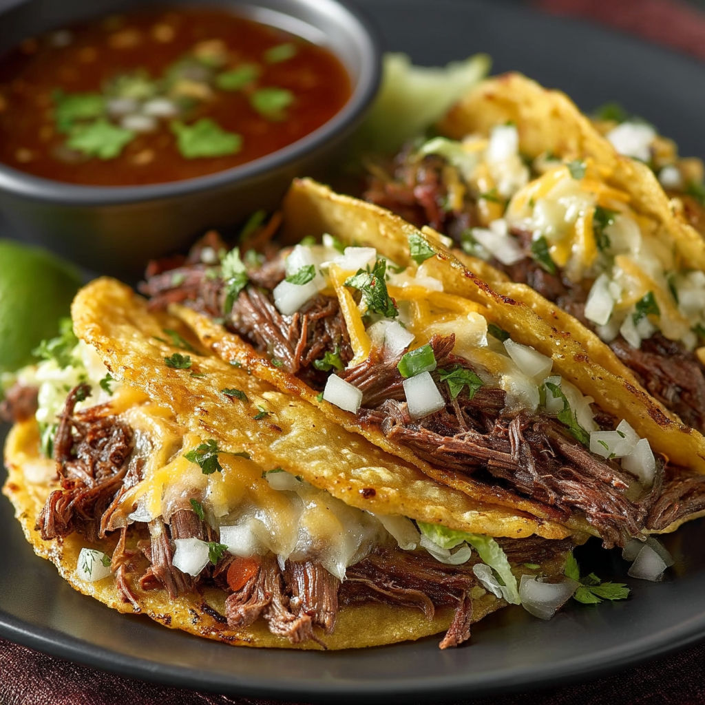 A plate of tacos with meat and onions.