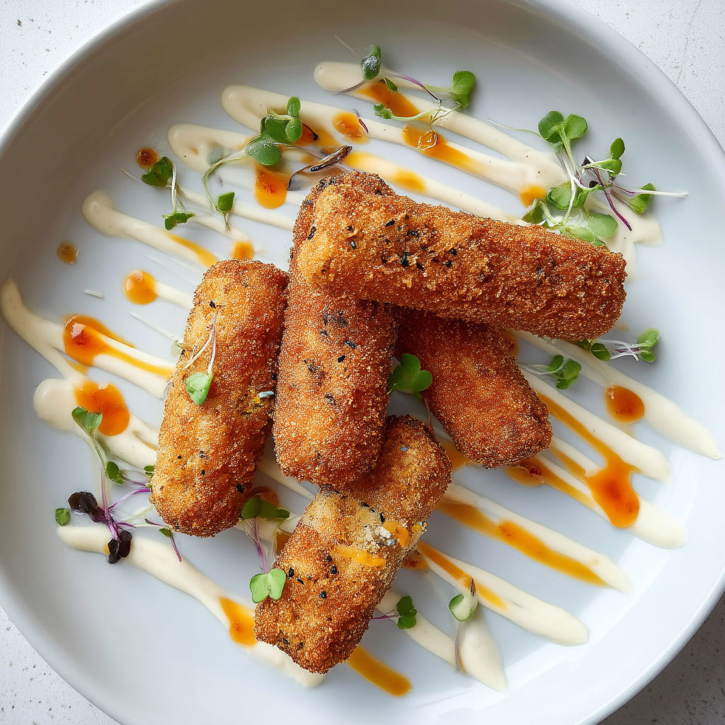 A plate of food with a sauce on it.