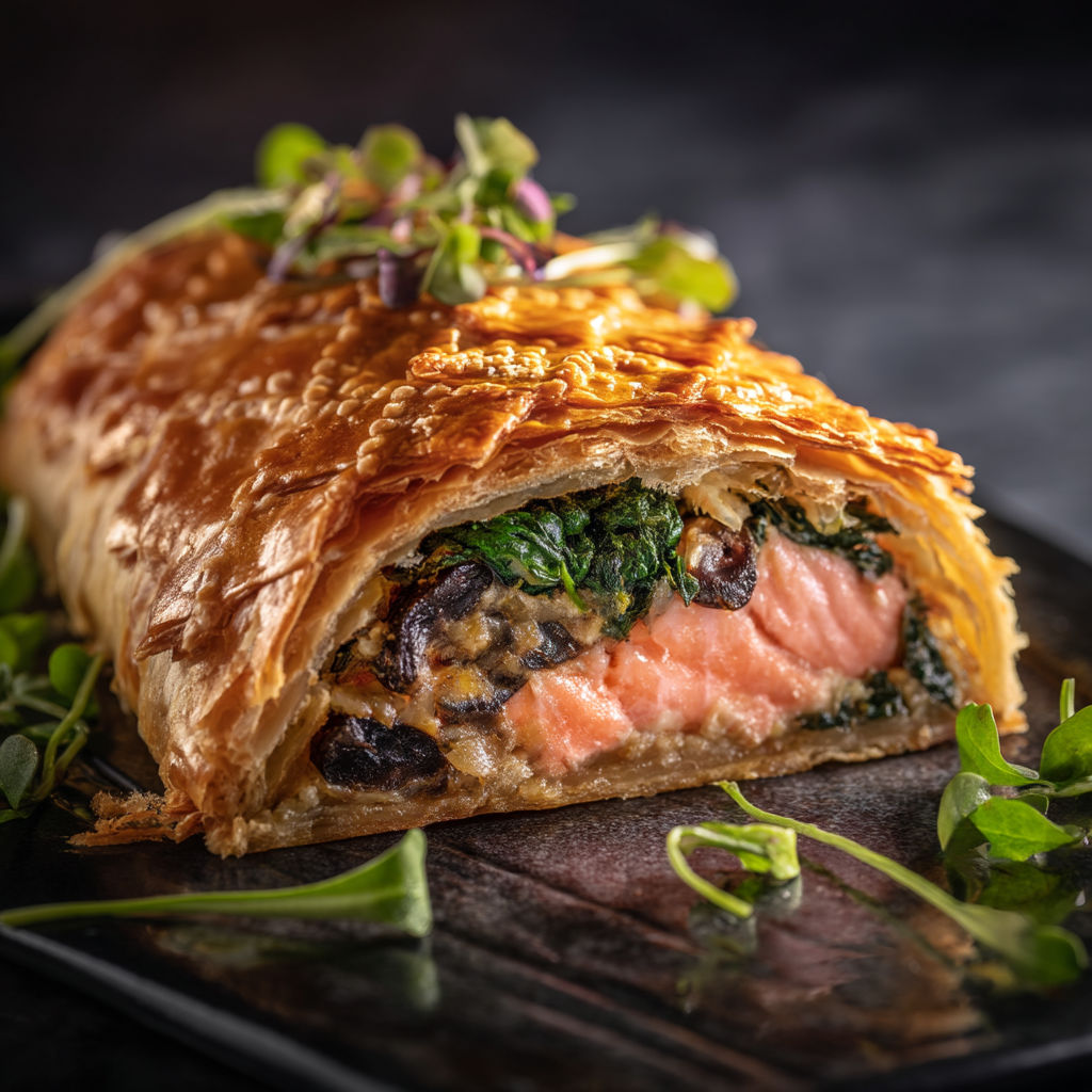 A pastry with a salad inside.