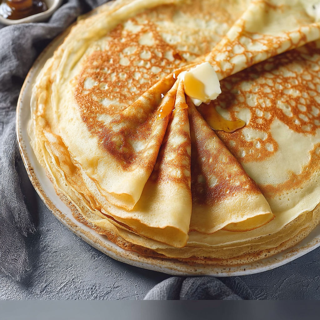 A stack of pancakes with butter on top.