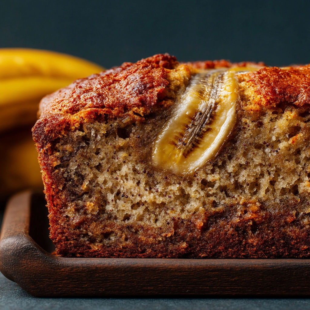 A slice of banana bread with a banana in it.