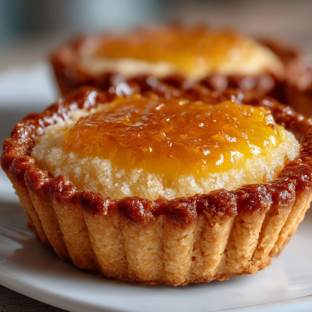 Two small tarts with a yellow filling.