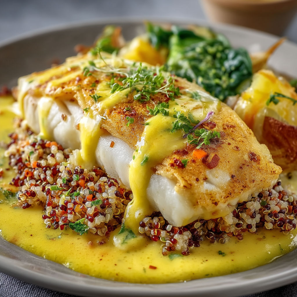 A plate of food with fish and vegetables.