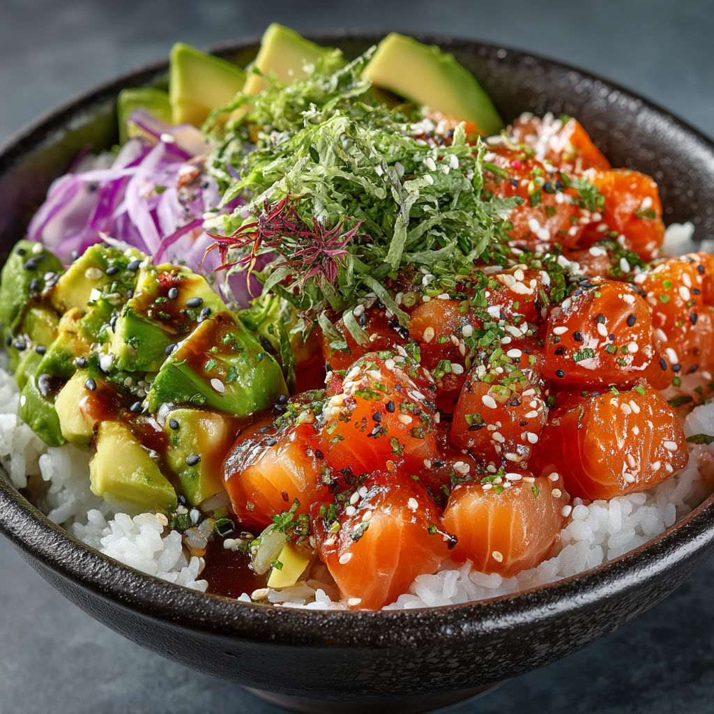A bowl of food with various ingredients.