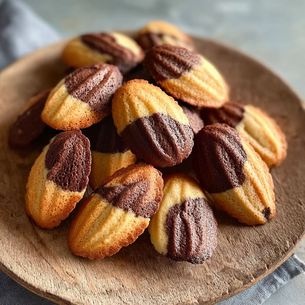 A plate of cookies with chocolate and vanilla flavors.
