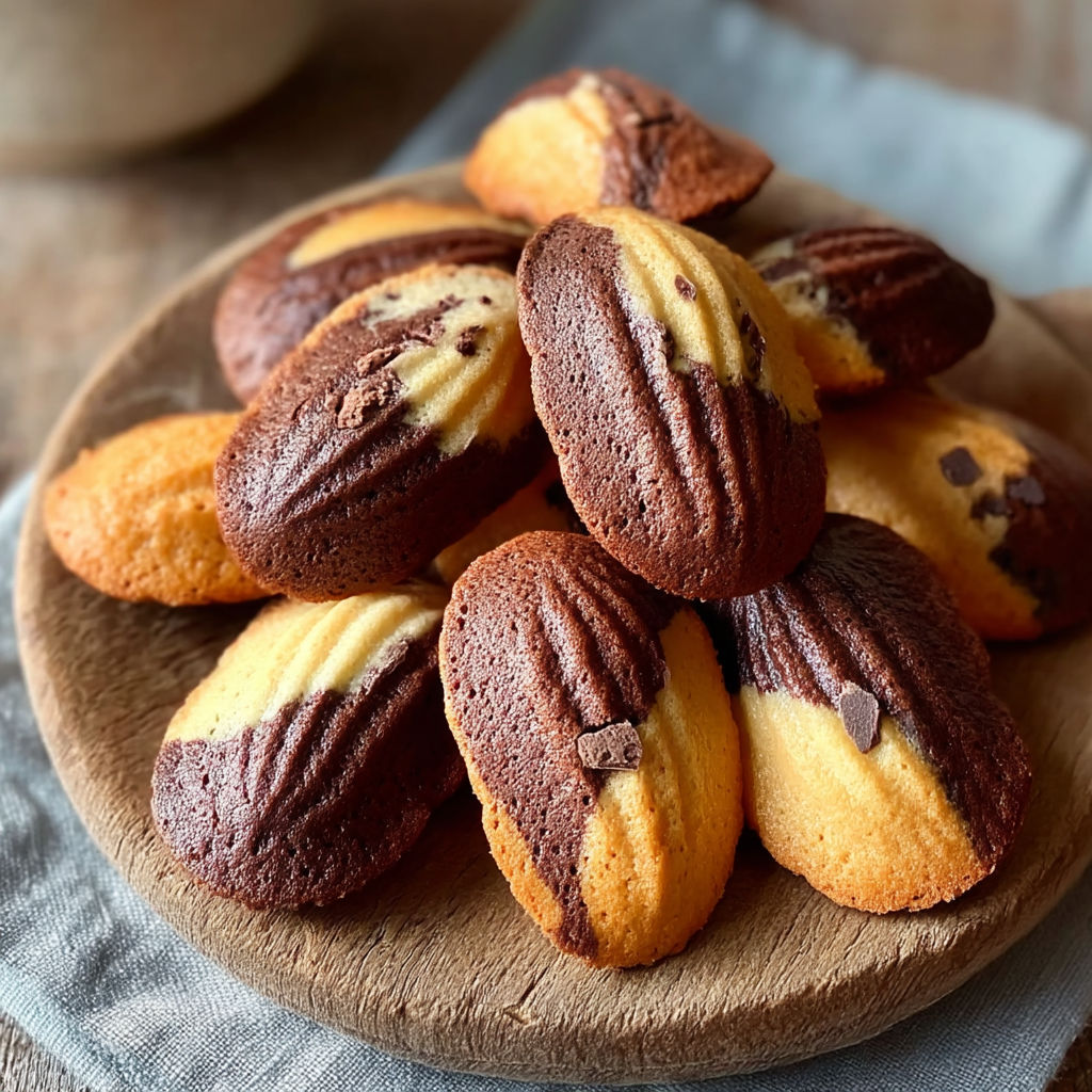 A plate of cookies with chocolate and vanilla frosting.