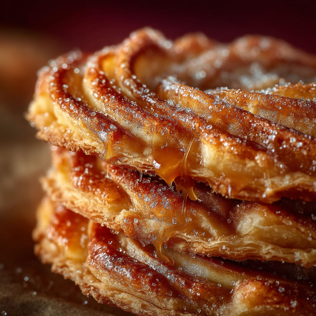 A stack of pastries with a glaze on top.