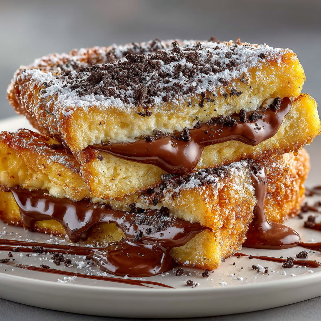 A plate of chocolate covered brioche.