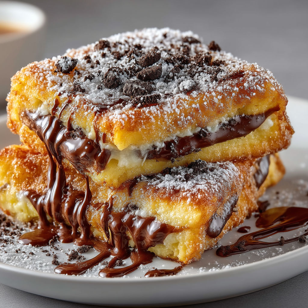 A plate of chocolate covered brioche.