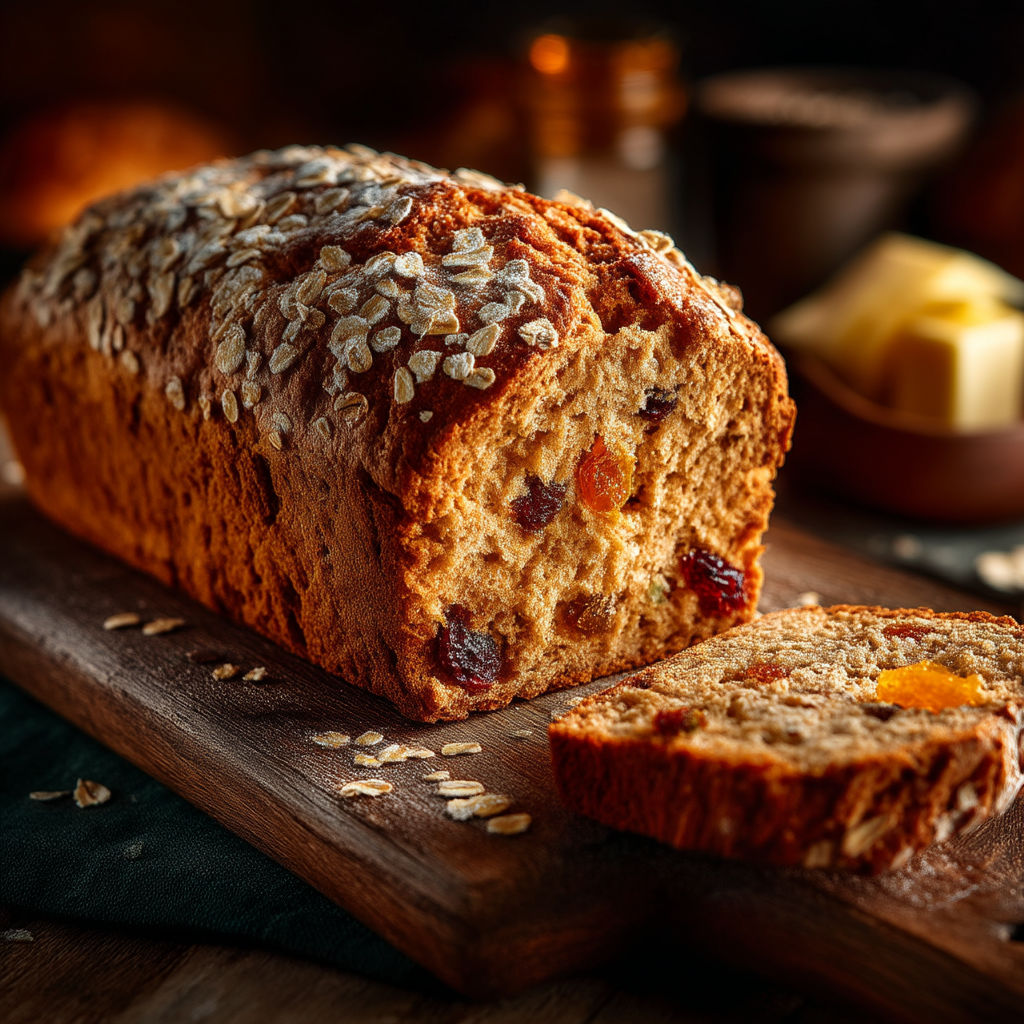 A loaf of bread with seeds and honey.