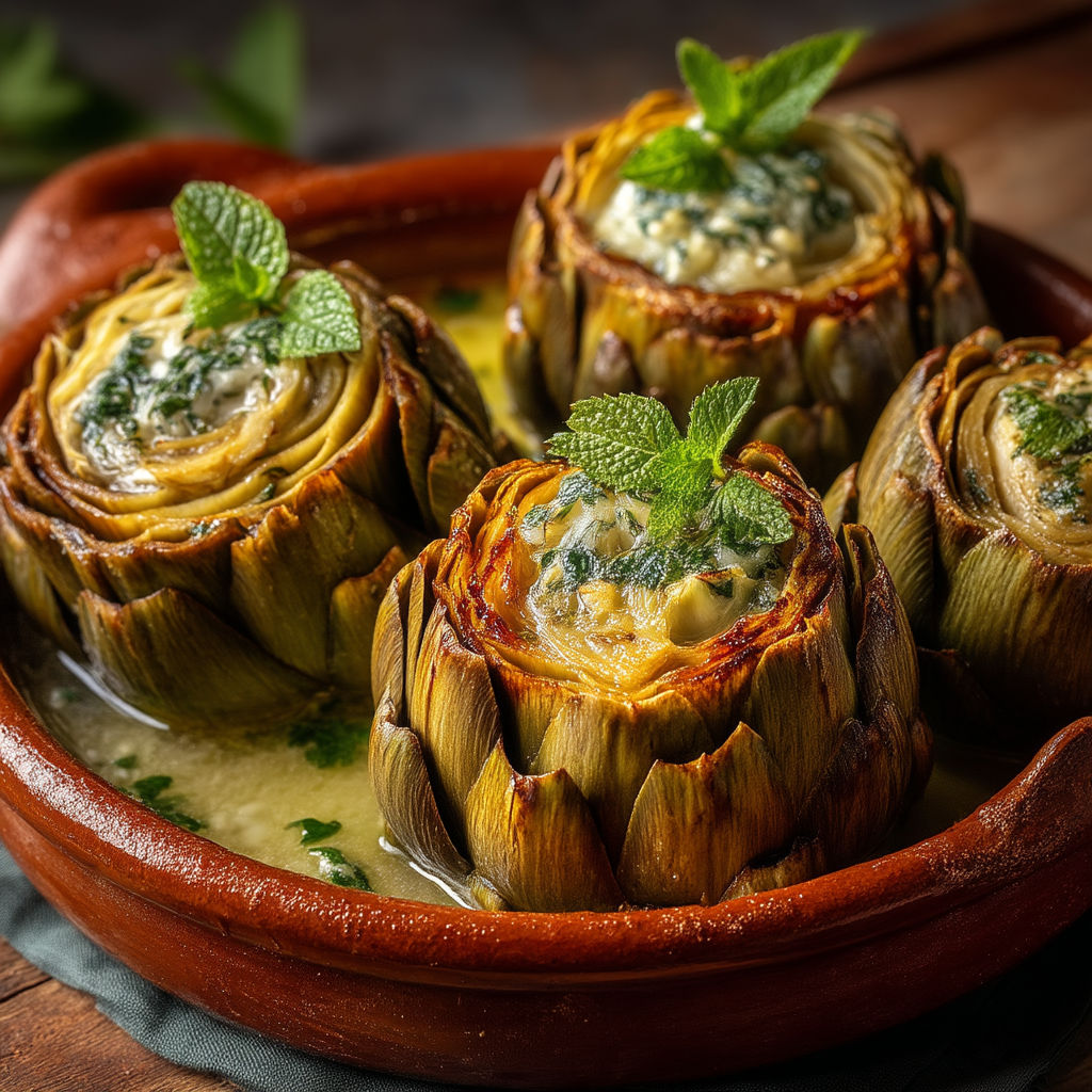 A bowl of food with a green leaf on top.