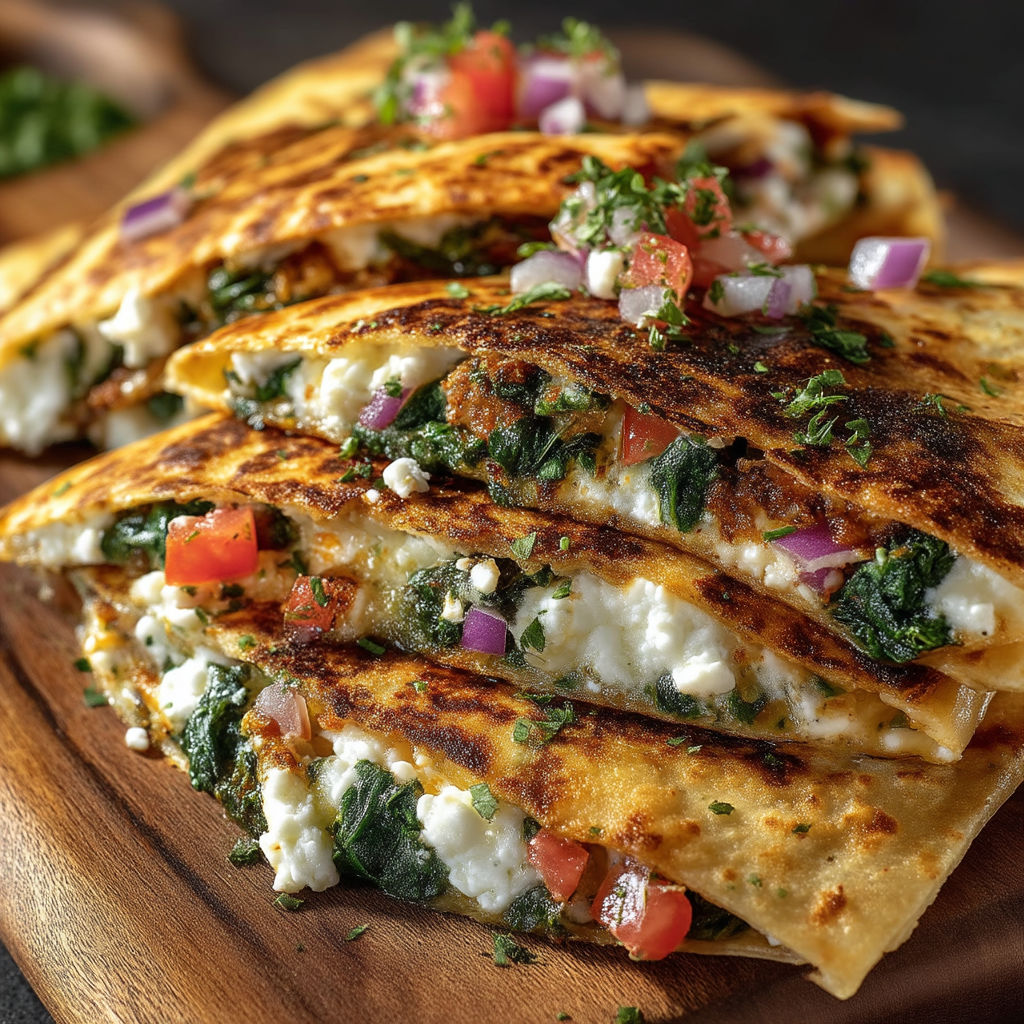 A stack of three pancakes with tomatoes and cheese.