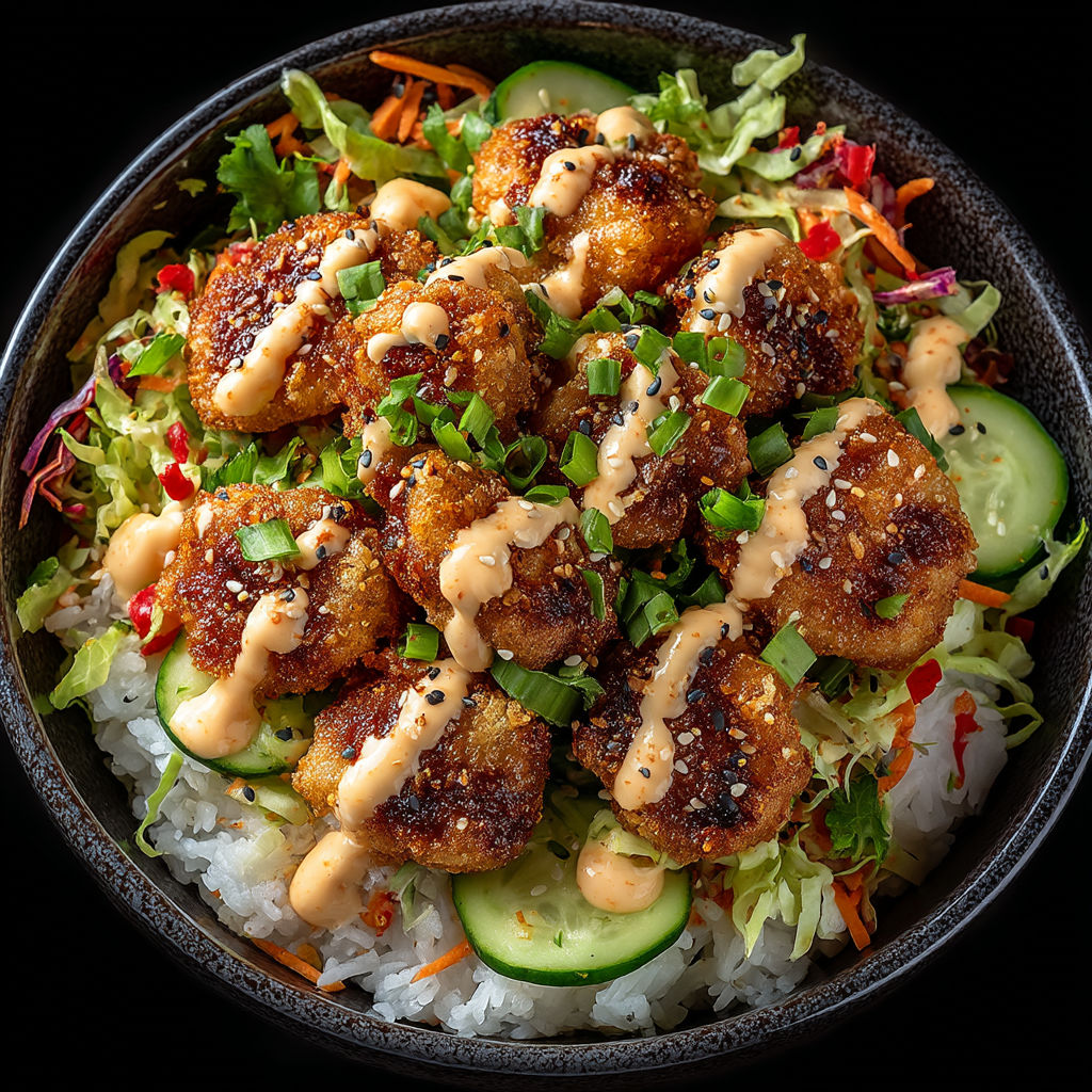 A bowl of food with chicken and vegetables.