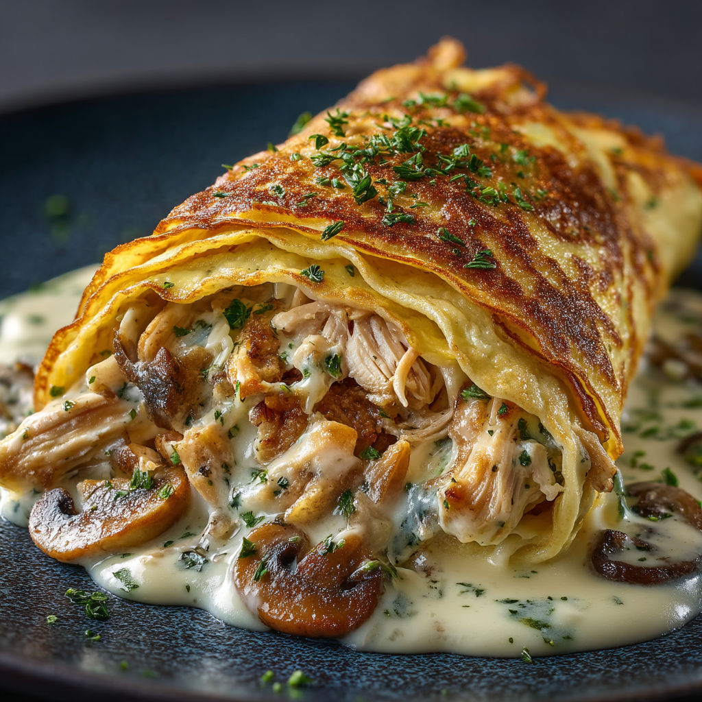 A delicious meal of chicken and mushrooms.