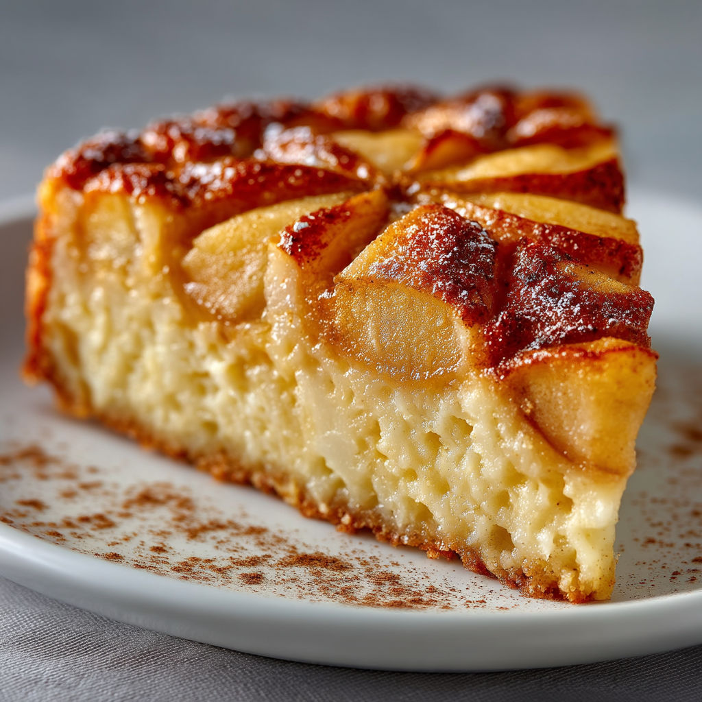 A slice of apple pie with a brown crust.
