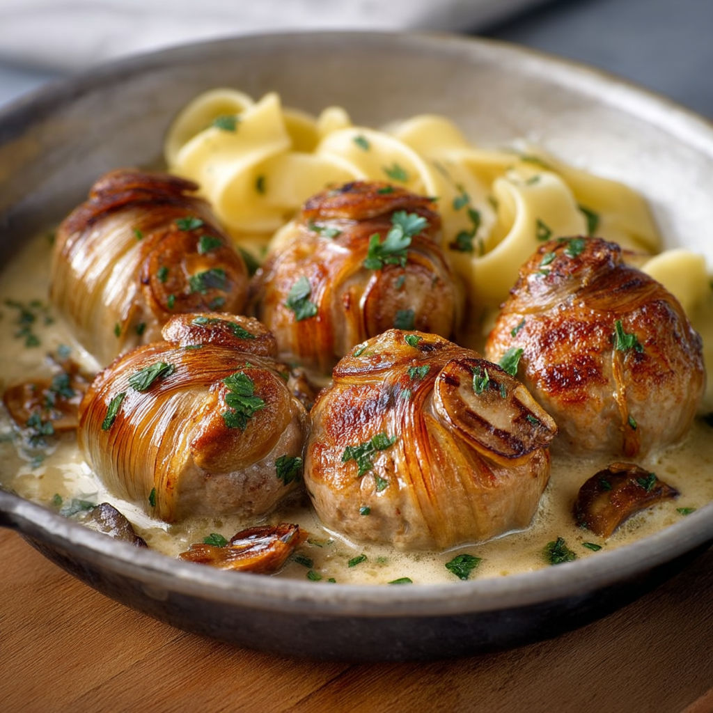 A plate of food with meat and pasta.