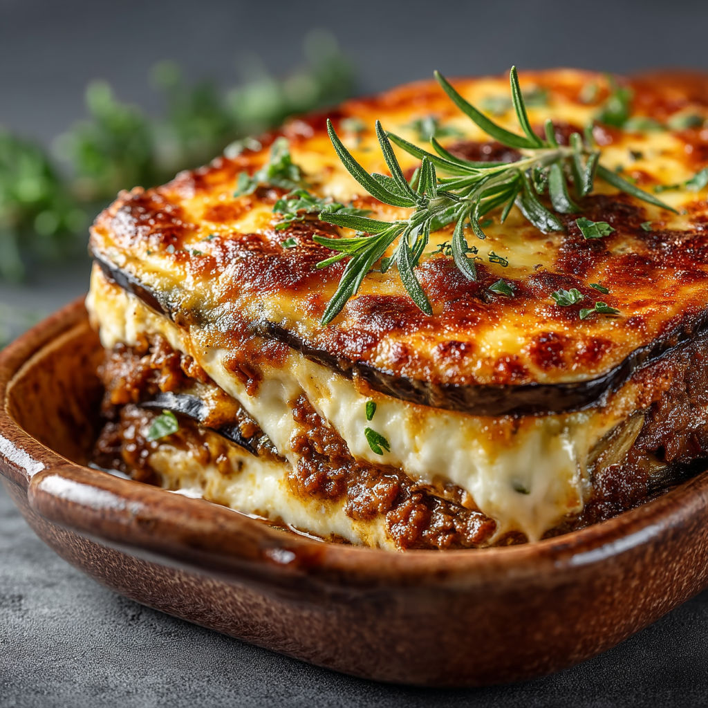 A bowl of food with a green garnish.