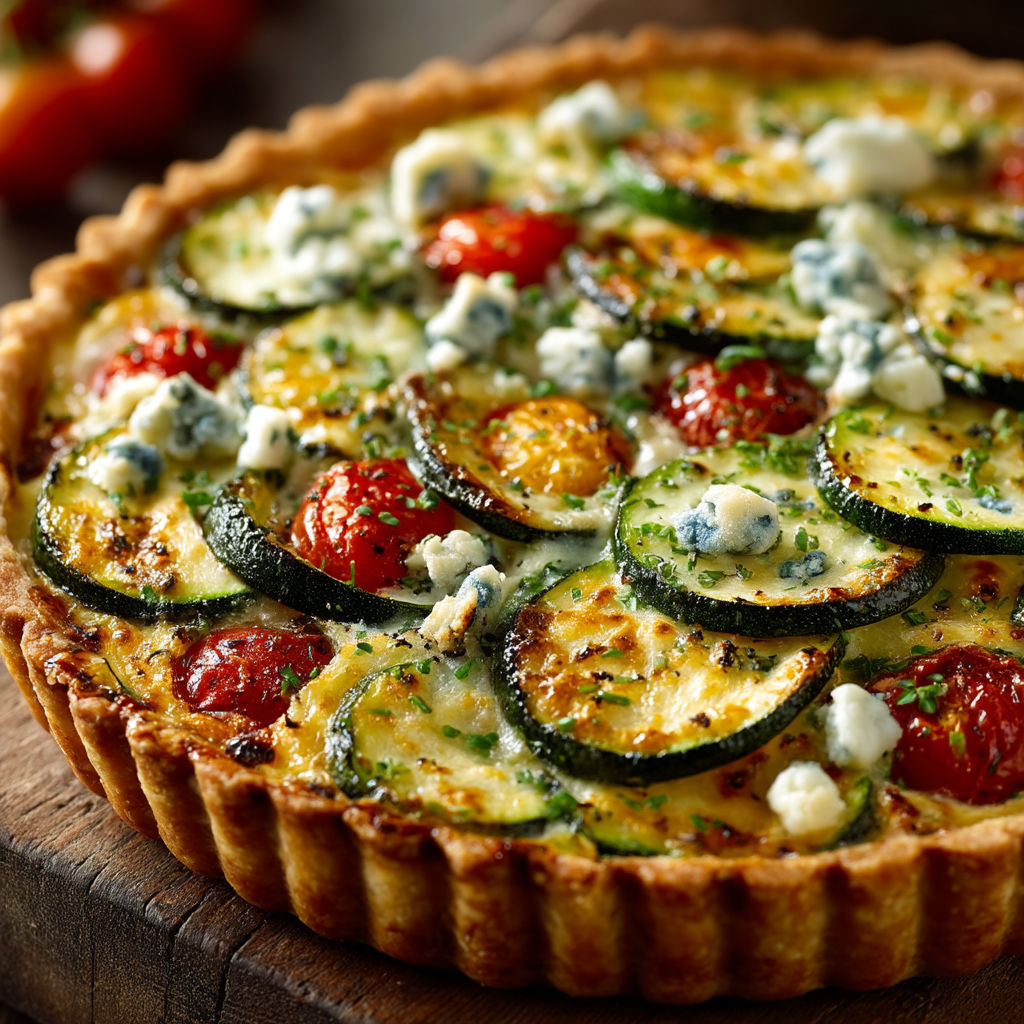 A pie with a blueberry topping.