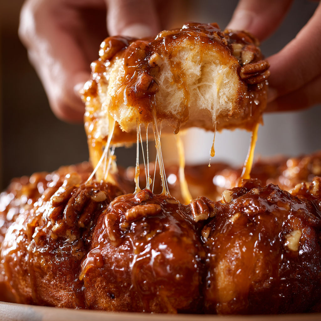 A delicious dessert with caramel drizzled over it.