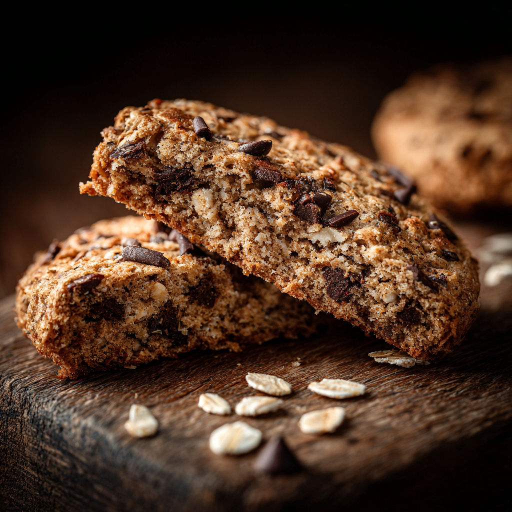 Two biscuits on a table.