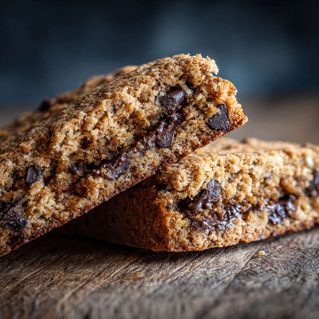 A slice of chocolate chip cookie.