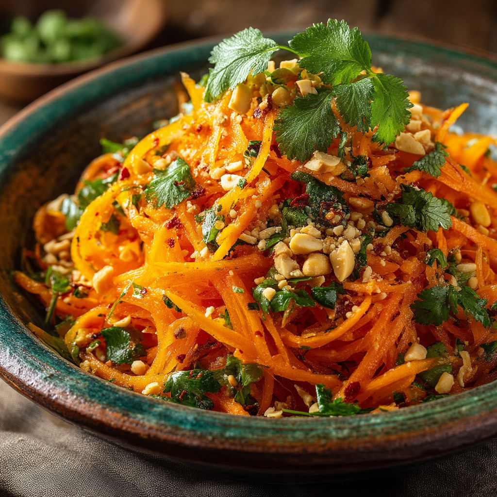 A bowl of carrots with nuts on top.
