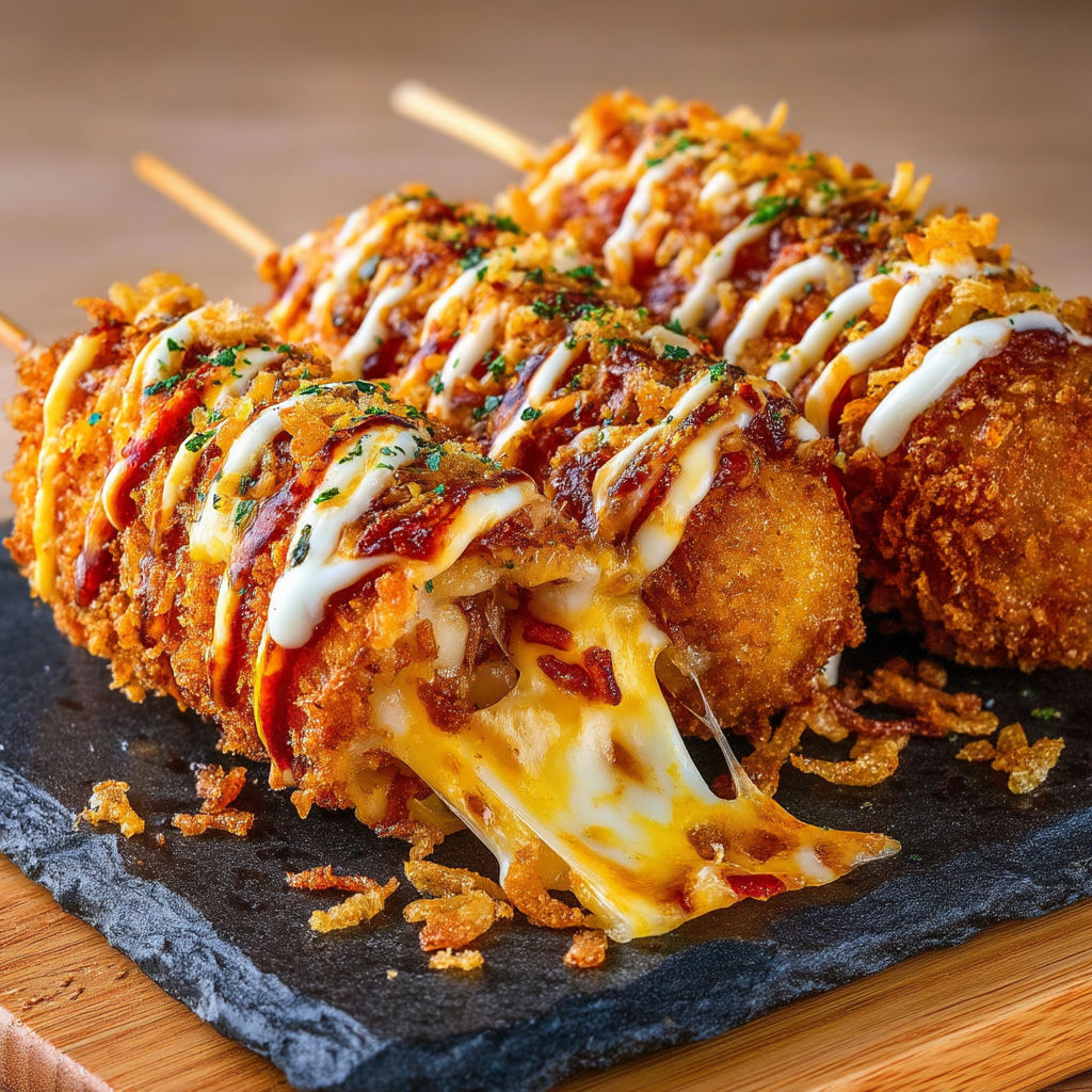 A plate of food with a stick in it.